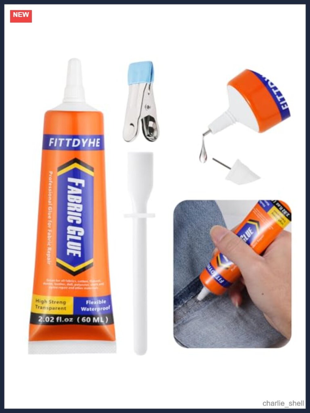 Fabric Glue 60ml Permanent Washable Clear No Sew Liquid Adhesive